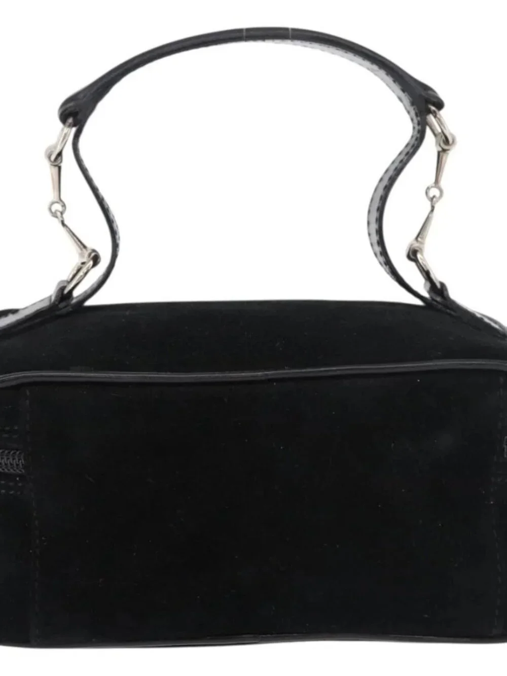 GUCCI Horsebit Vanity Bag Hand Bag Suede Black Silver 032 1705 0141 Auth
